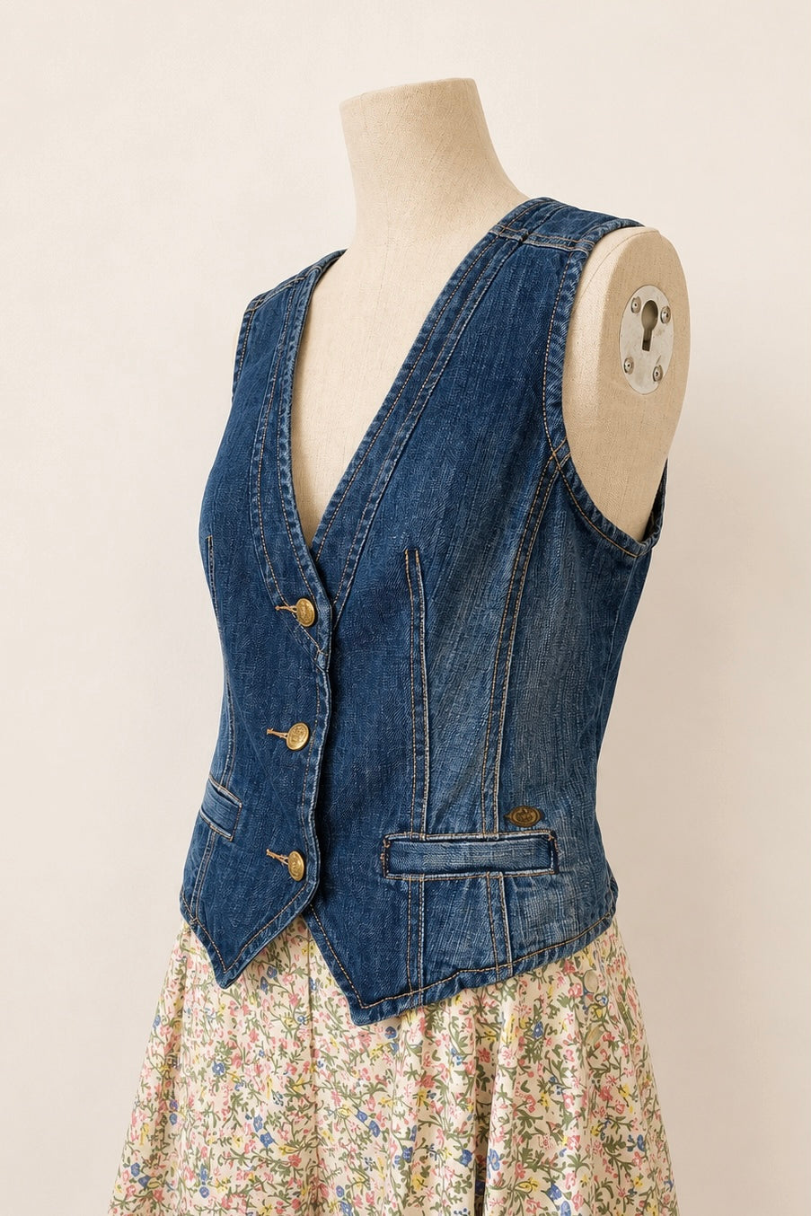 Mid-wash Denim Waiscoat