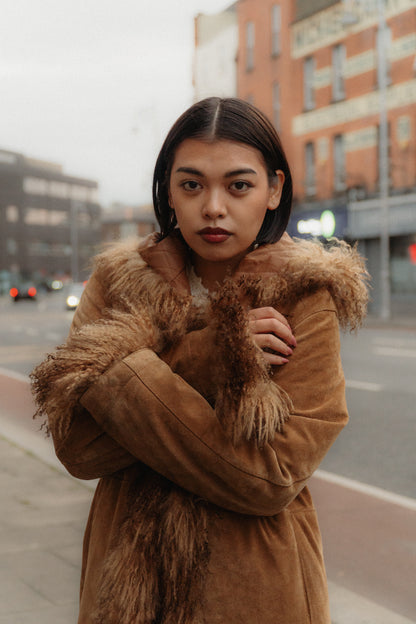Afghan Suede Coat Size M/L UK 10/12