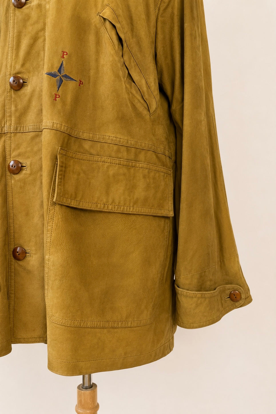 Vintage Buttery Tan Leather Hooded Parka