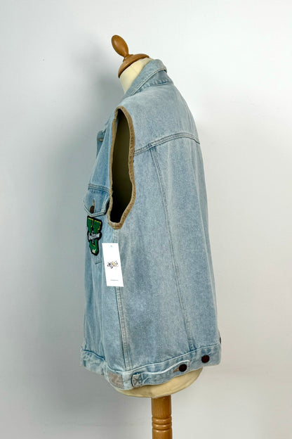 LIGHT BLUE DENIM VEST JACKET SIZE L 12 UK