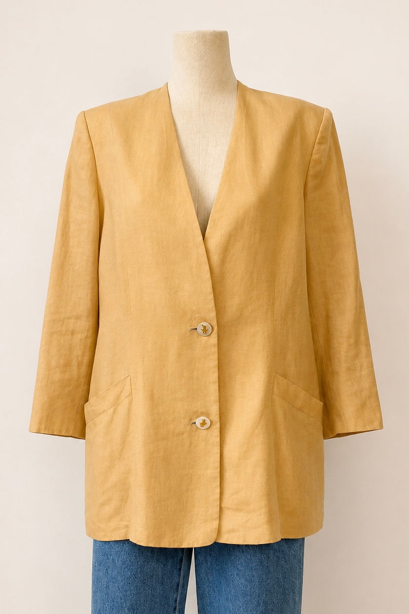 Salvatore Ferragamo Linen Blazer in Butternut