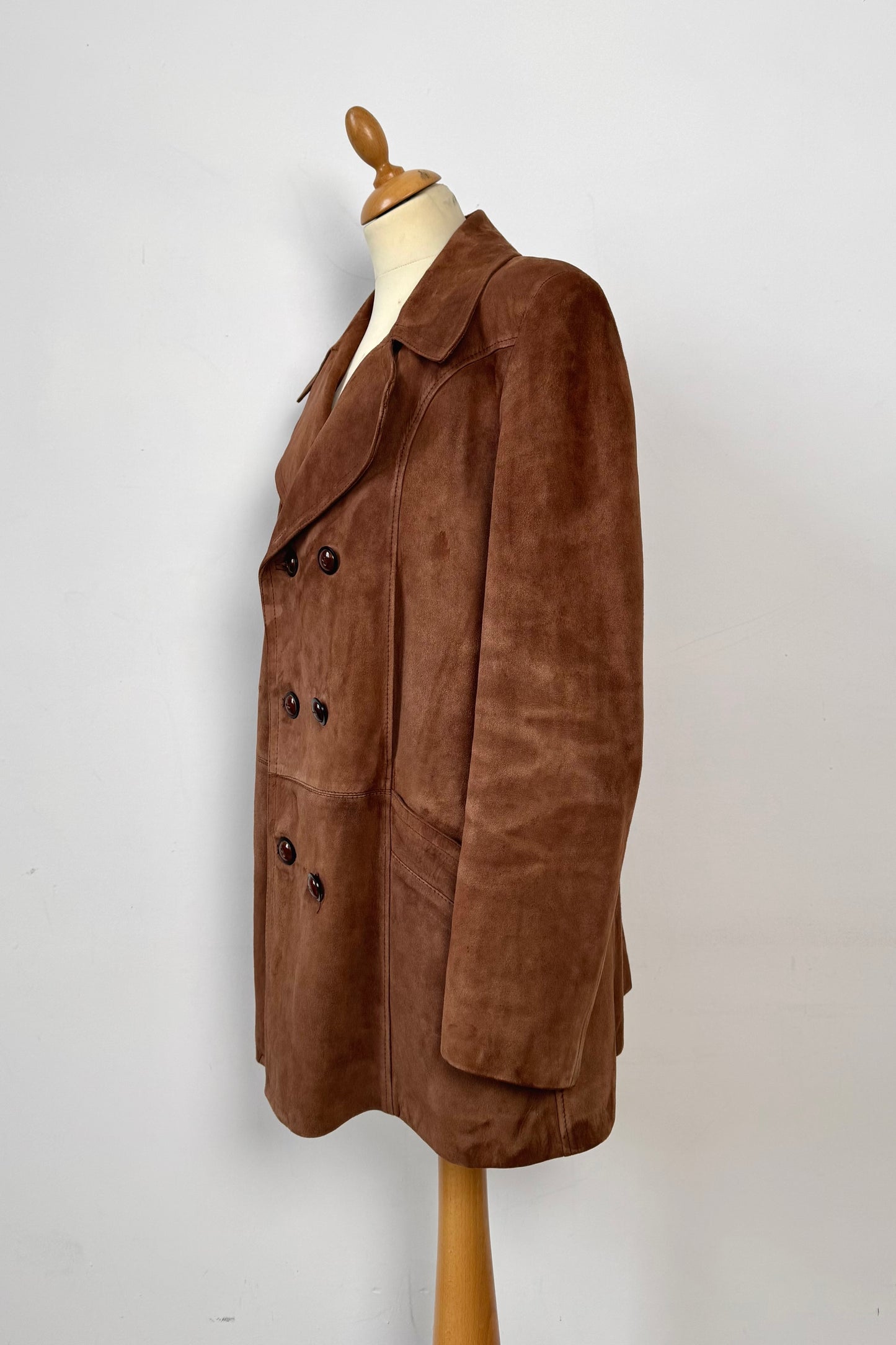 SUEDE COAT WITH SEARLING LINING SIZE L UK 12