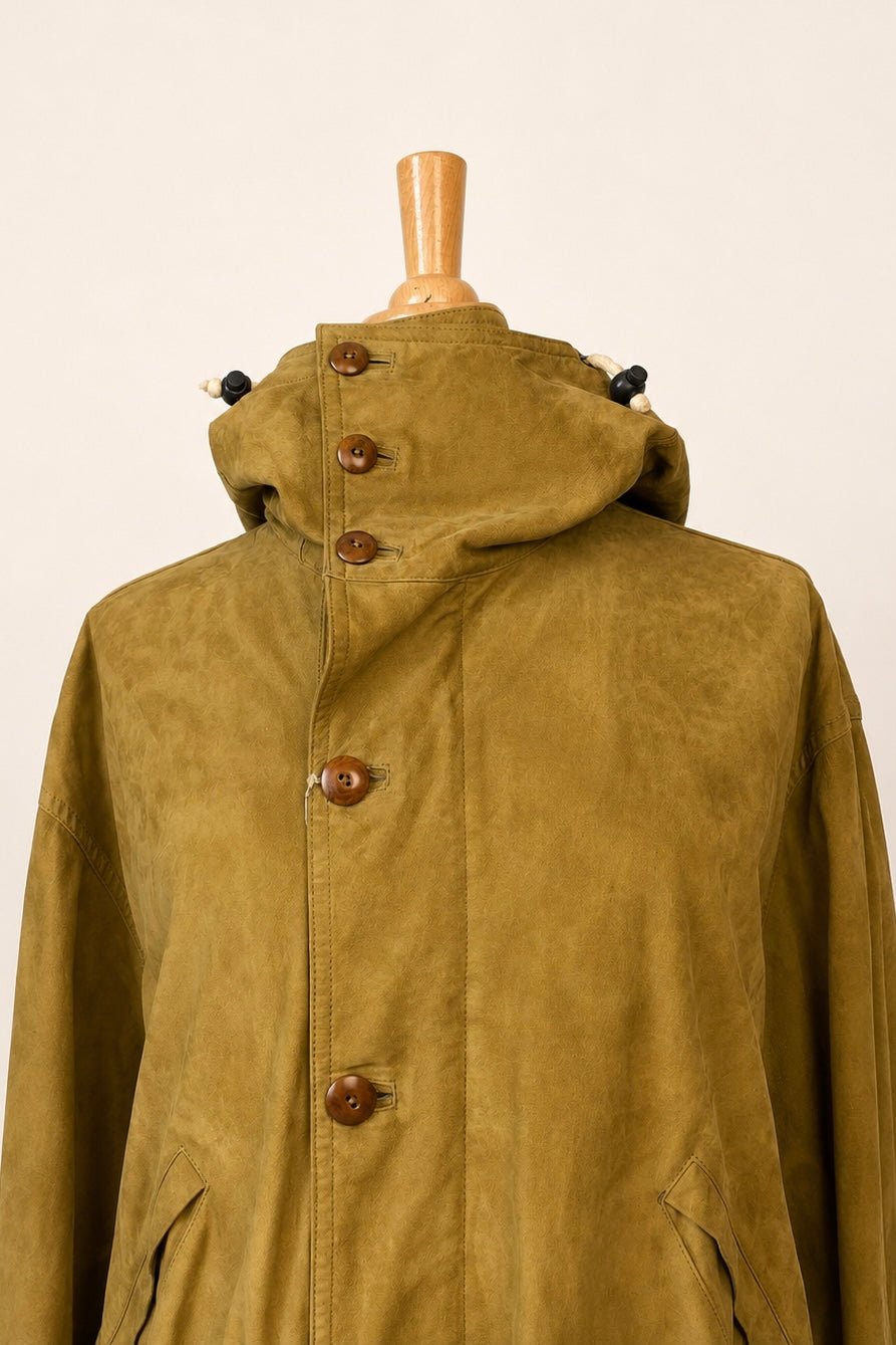 Vintage Buttery Tan Leather Hooded Parka