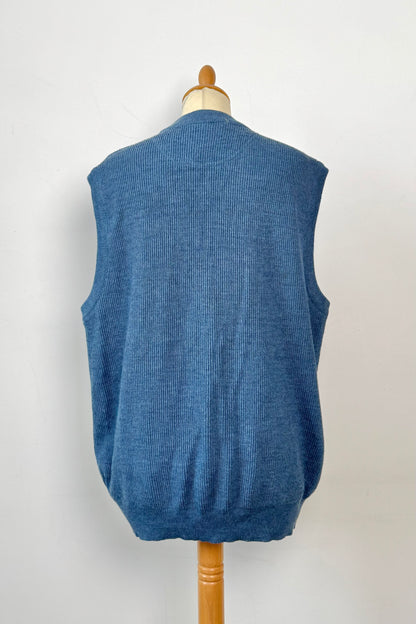 BLUE KNIT BUTTONED VEST SIZE L/XL UK 12/14