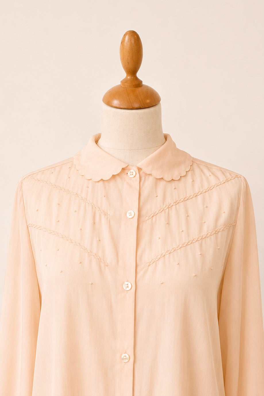 Soft Peach Pure Silk Embroidered Blouse