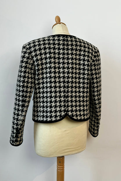 HOUNDSTOOTH LUXURY CROP BLAZER SIZE M/L UK 10/12