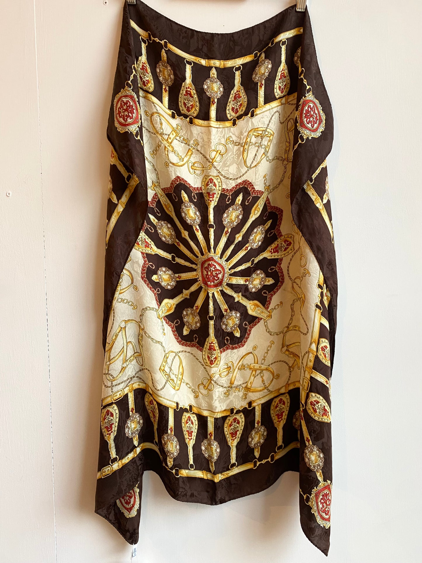 Brown Chain Print Silk scarf