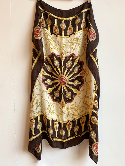 Brown Chain Print Silk scarf