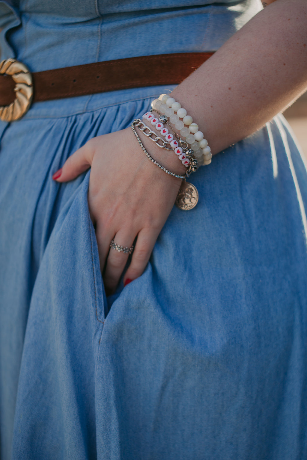 Light-wash Denim Midi Dress