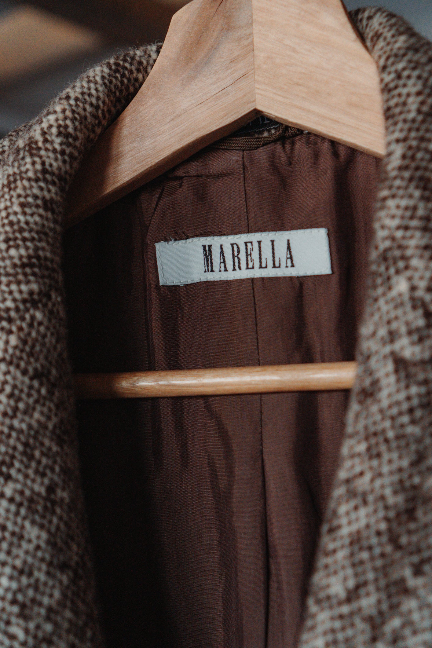 MARELLA HERRINGBONE BROWN WOOL BLAZER SIZE M UK 10