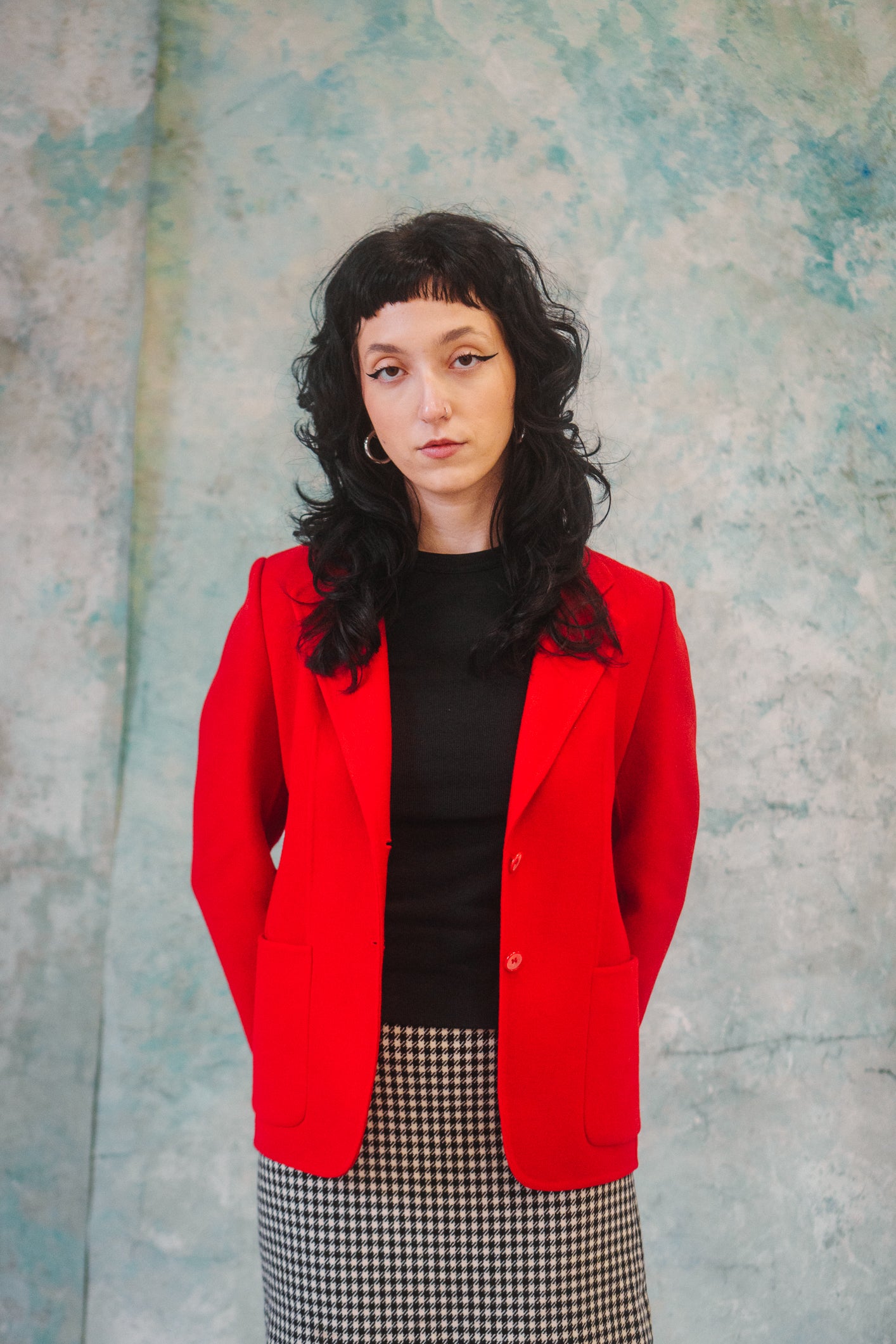 RED WOOL BLAZER SIZE S UK 6