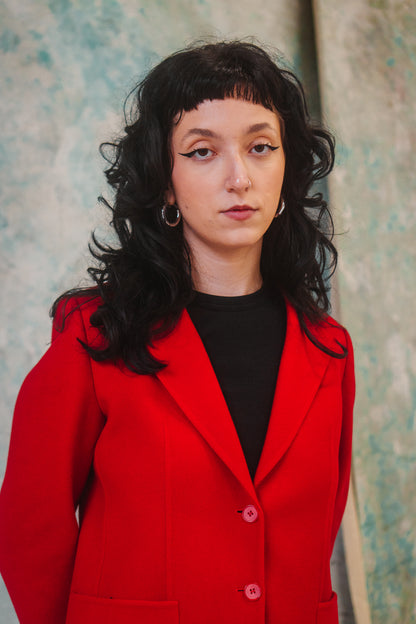 RED WOOL BLAZER SIZE S UK 6