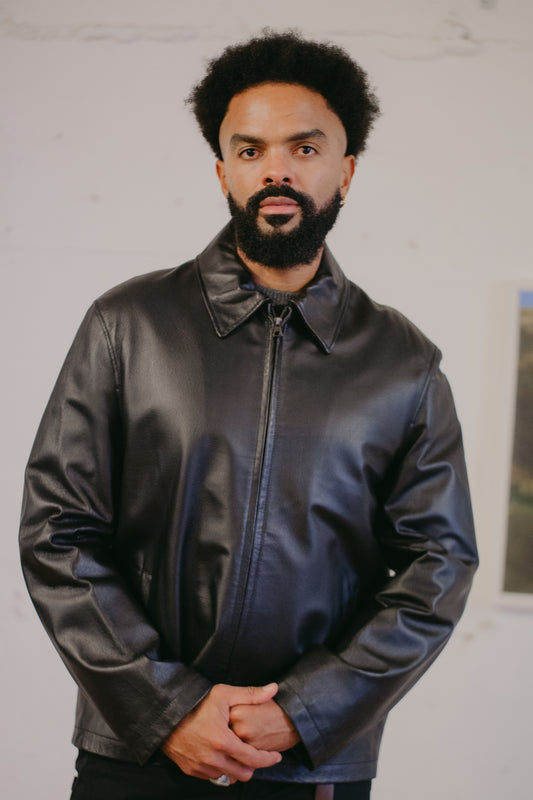 Leather Jacket Straight Fit Size L/XL UK 12/14