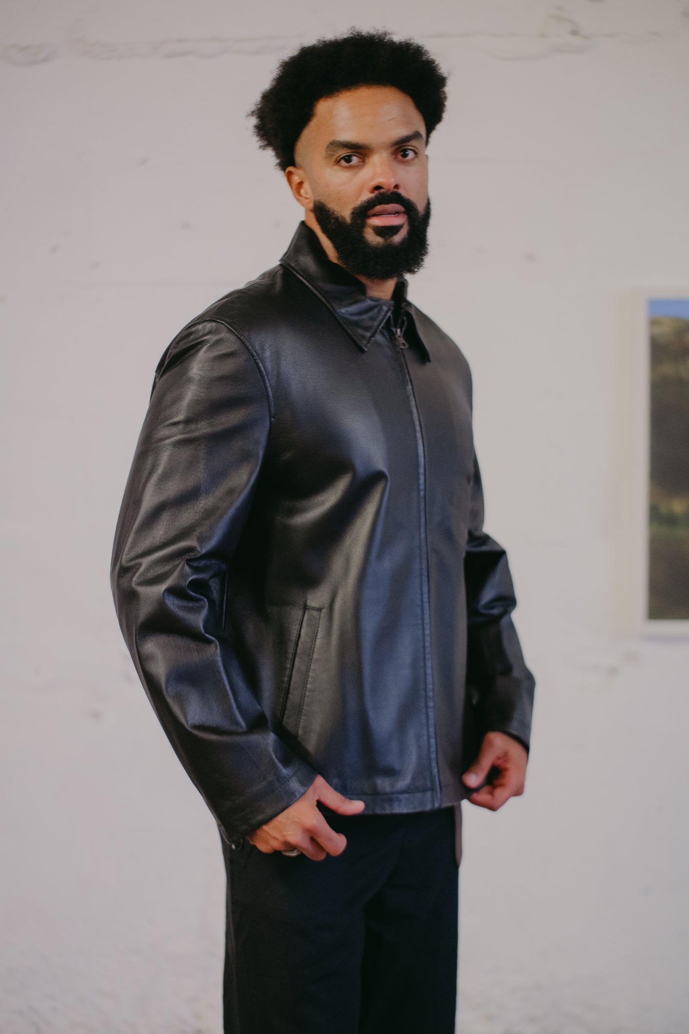 Leather Jacket Straight Fit Size L/XL UK 12/14