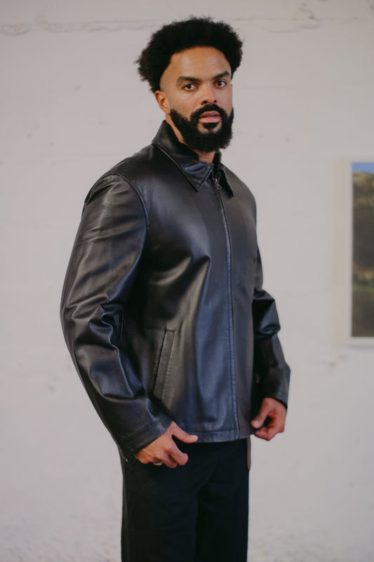 Leather Jacket Straight Fit Size L/XL UK 12/14