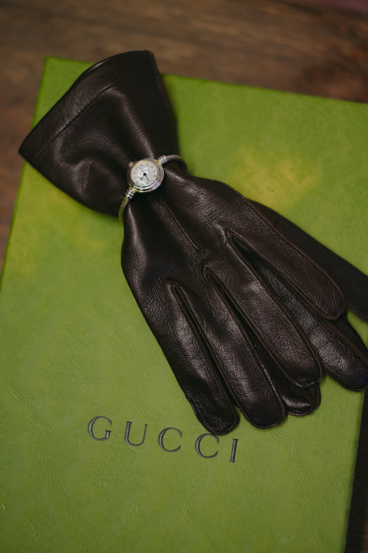 Vintage Italian Brown Leather Gloves Size L