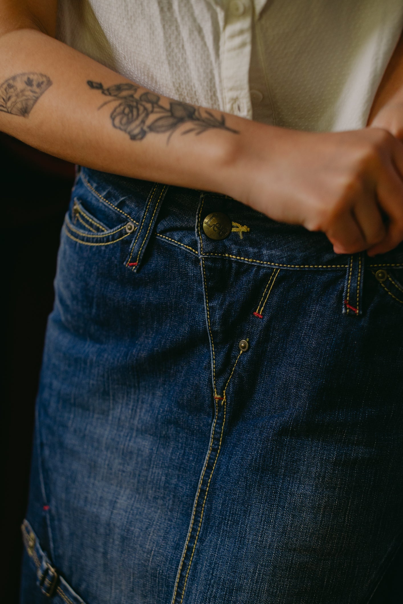 Lee Mid-Wash Denim Skirt - Size S/M UK 8/10