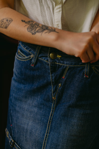 Lee Mid-Wash Denim Skirt - Size S/M UK 8/10