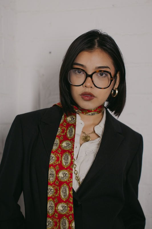 Christian Dior Red Baroque Silk Tie - Made in Italy