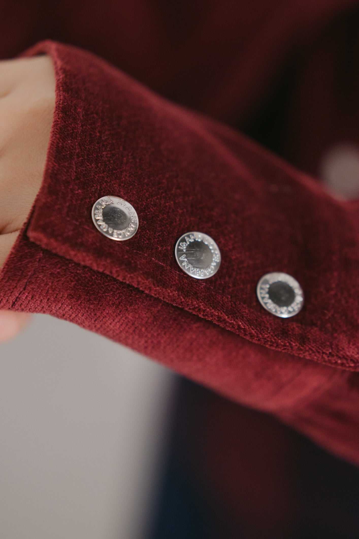 D&G Burgundy Velvet-Feel Shirt Size S UK 8