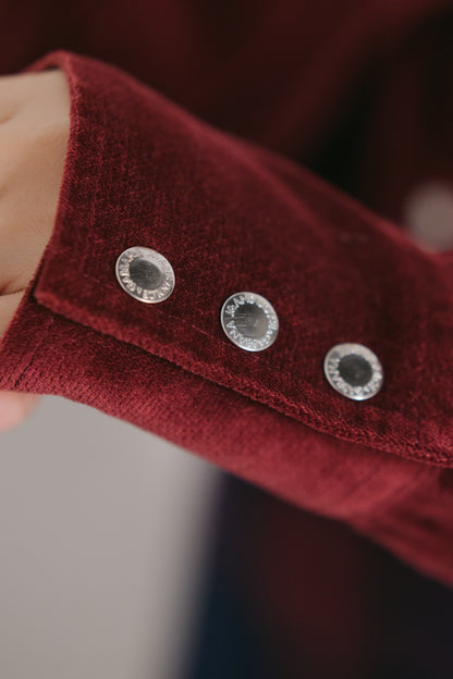 D&G Burgundy Velvet-Feel Shirt Size S UK 8