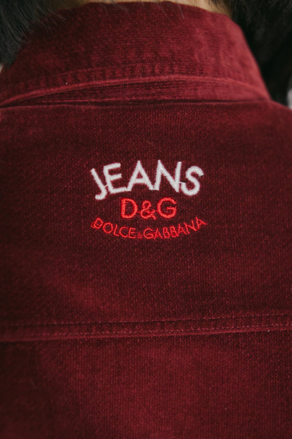 D&G Burgundy Velvet-Feel Shirt Size S UK 8