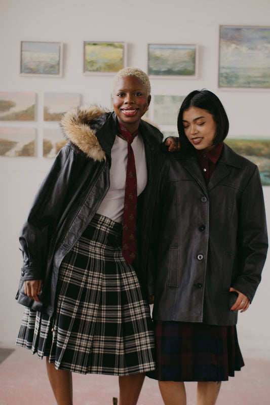 Tartan quilted white&black size L UK 12 EU 40