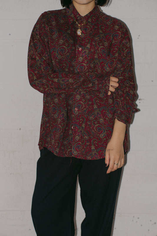 Paisley Burgundy Shirt Size M UK 10
