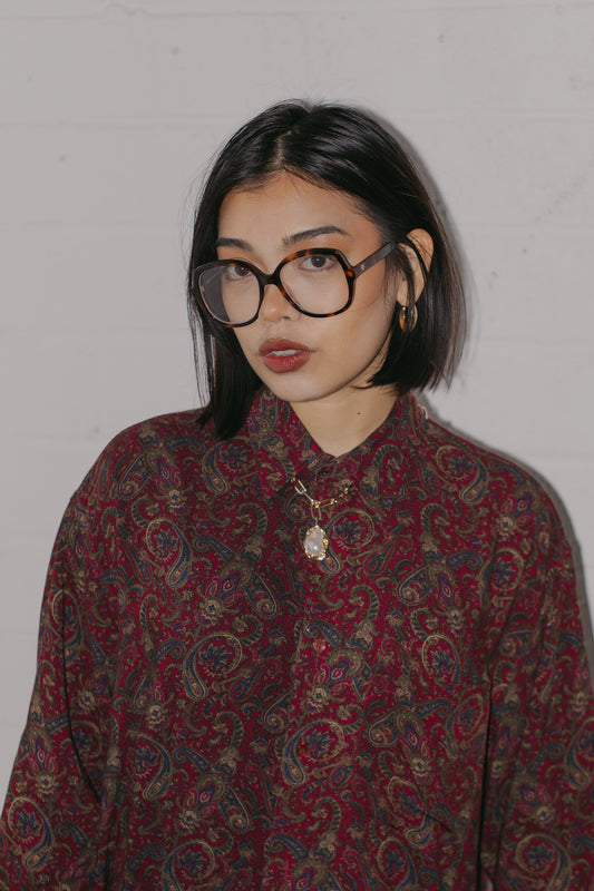 Paisley Burgundy Shirt Size M UK 10