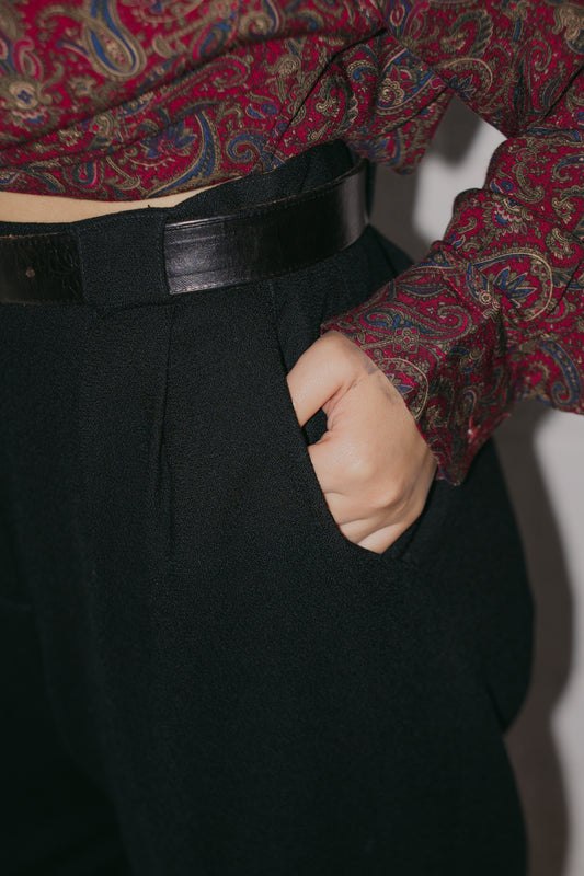 Pure Wool Black Suit Trousers in Size M UK 10