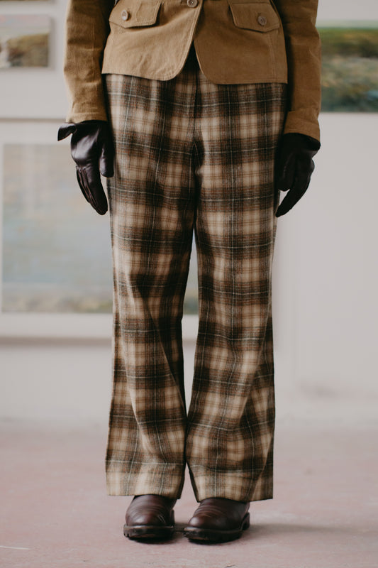 Tartan wool straight trousers size L UK 12 EU 40