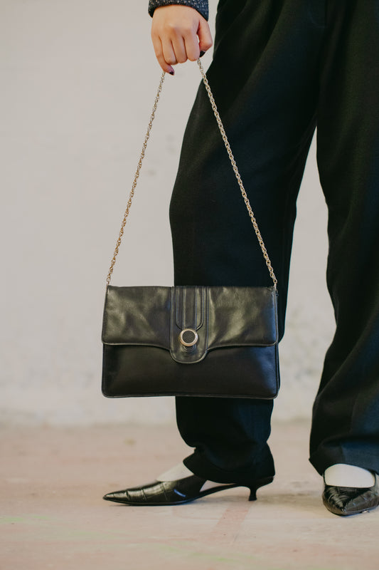 Vintage Dark Navy Leather Bag