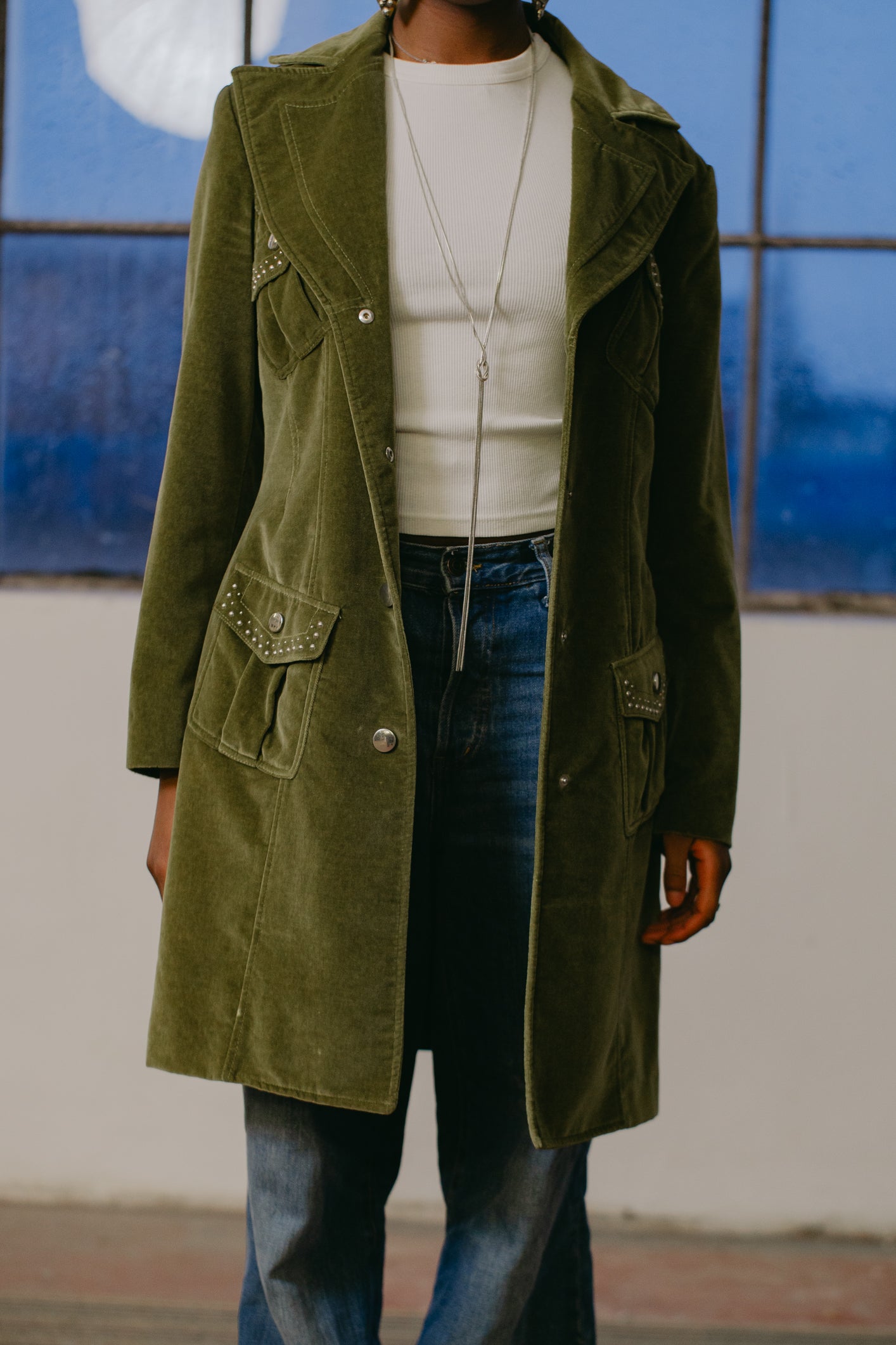 Versus by Versace Velvet Jacket in Pistachio Green
