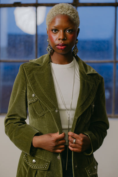 Versus by Versace Velvet Jacket in Pistachio Green - Size L UK 12