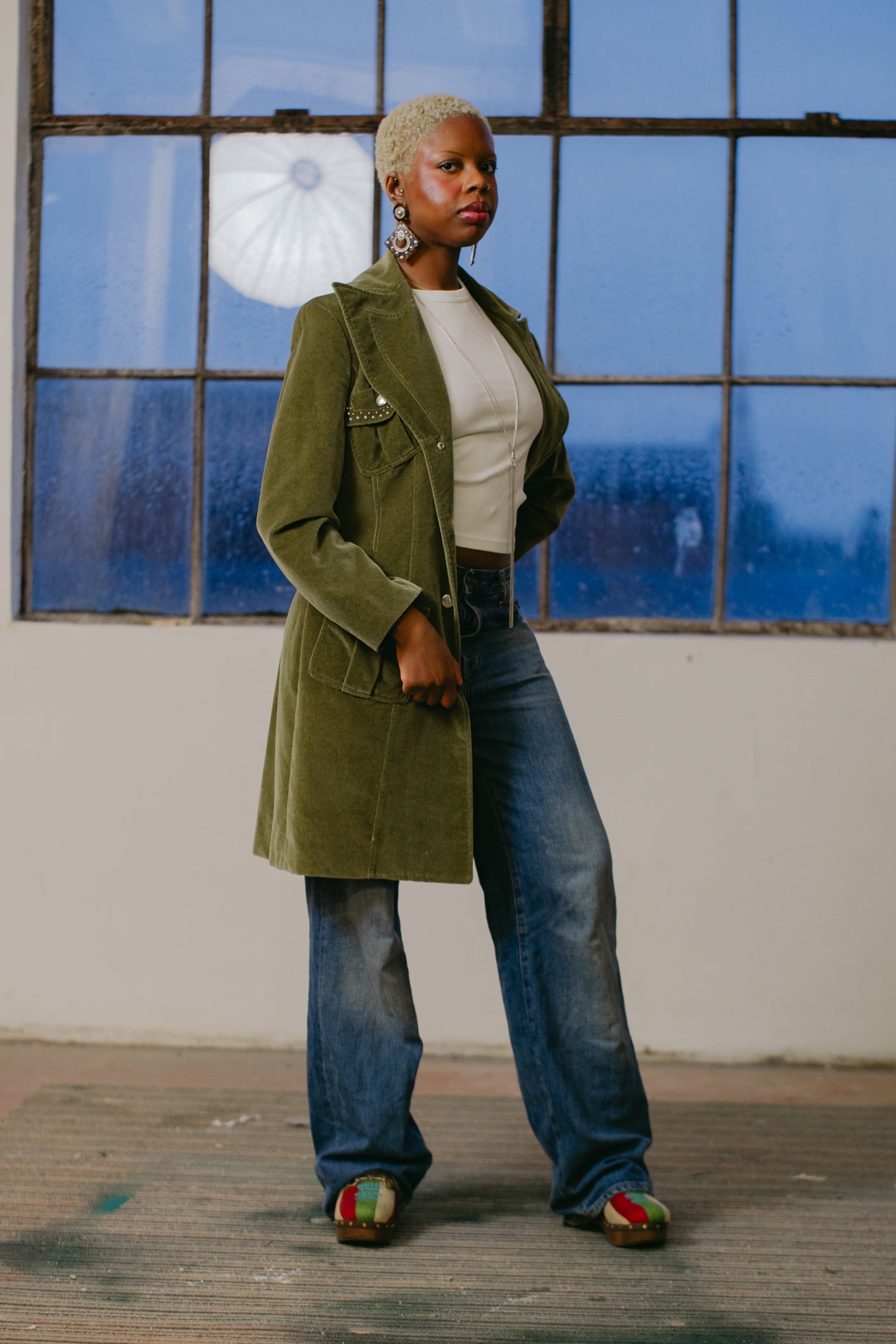 Versus by Versace Velvet Jacket in Pistachio Green