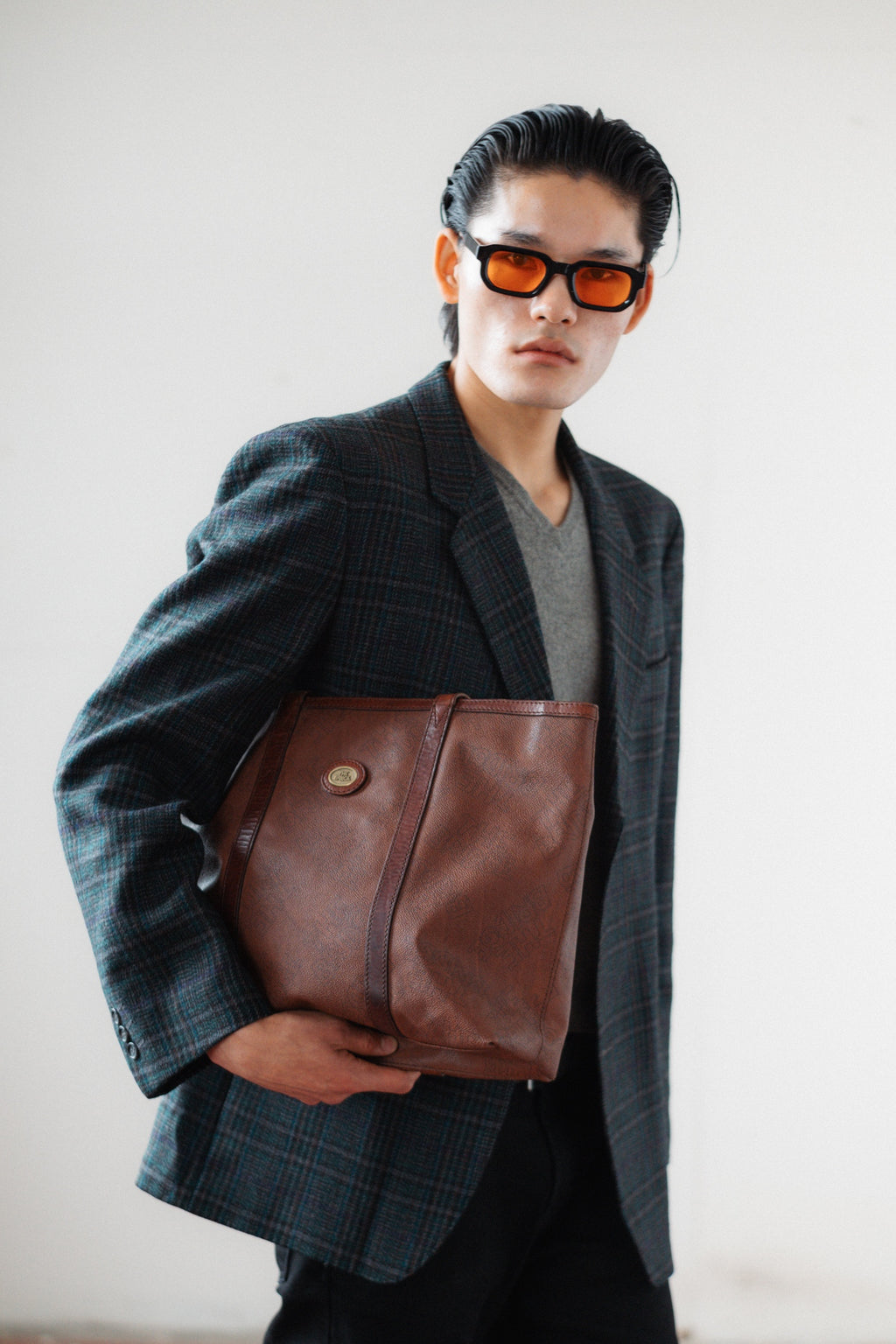 "The Bridge" Leather Mahogany Tote Bag