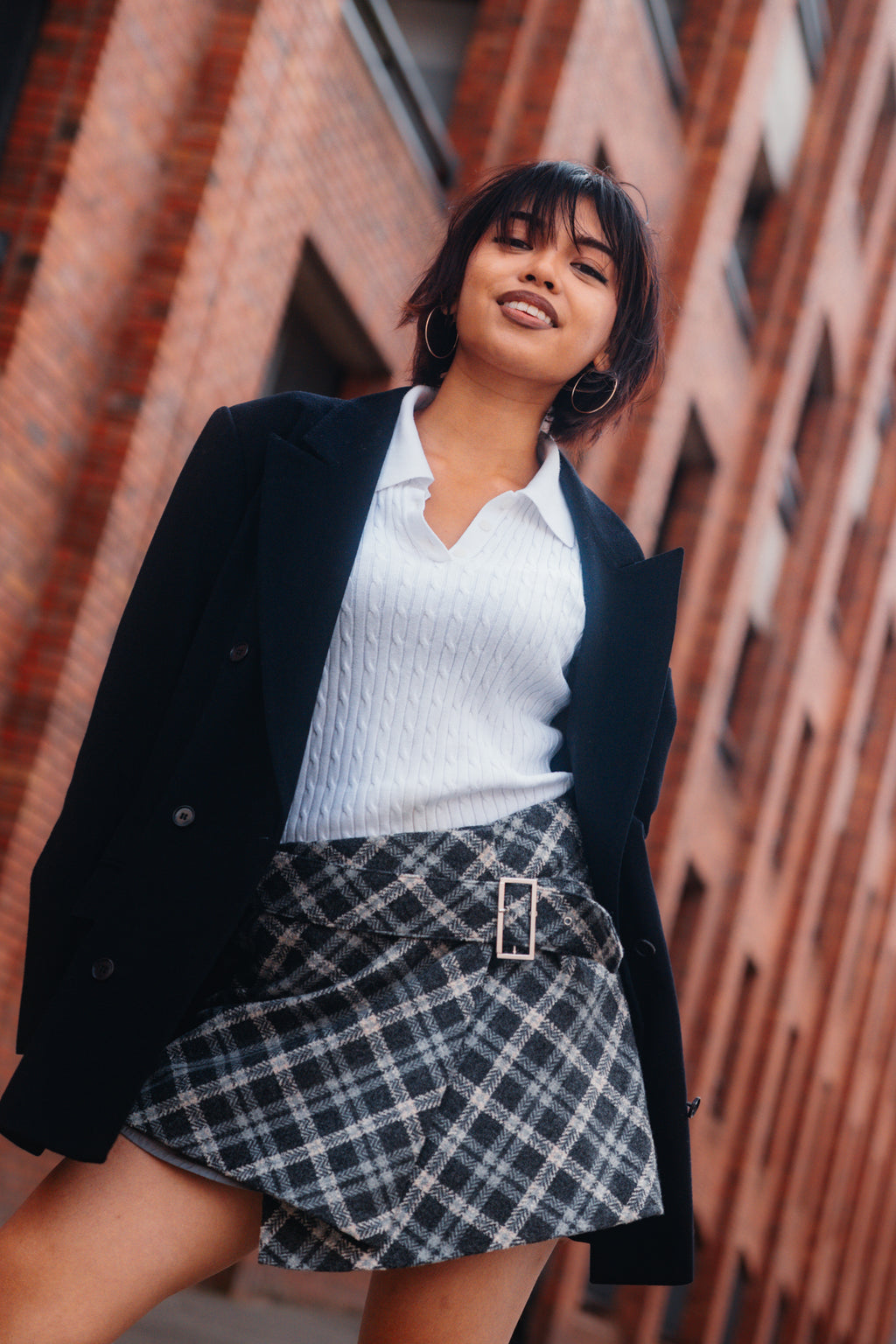 Benetton Plaid Wool-Blend Mini Skirt