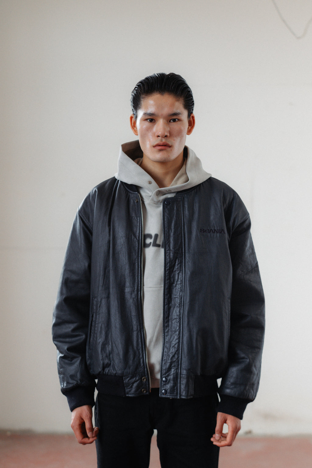 Navy Bomber Genuine Leather