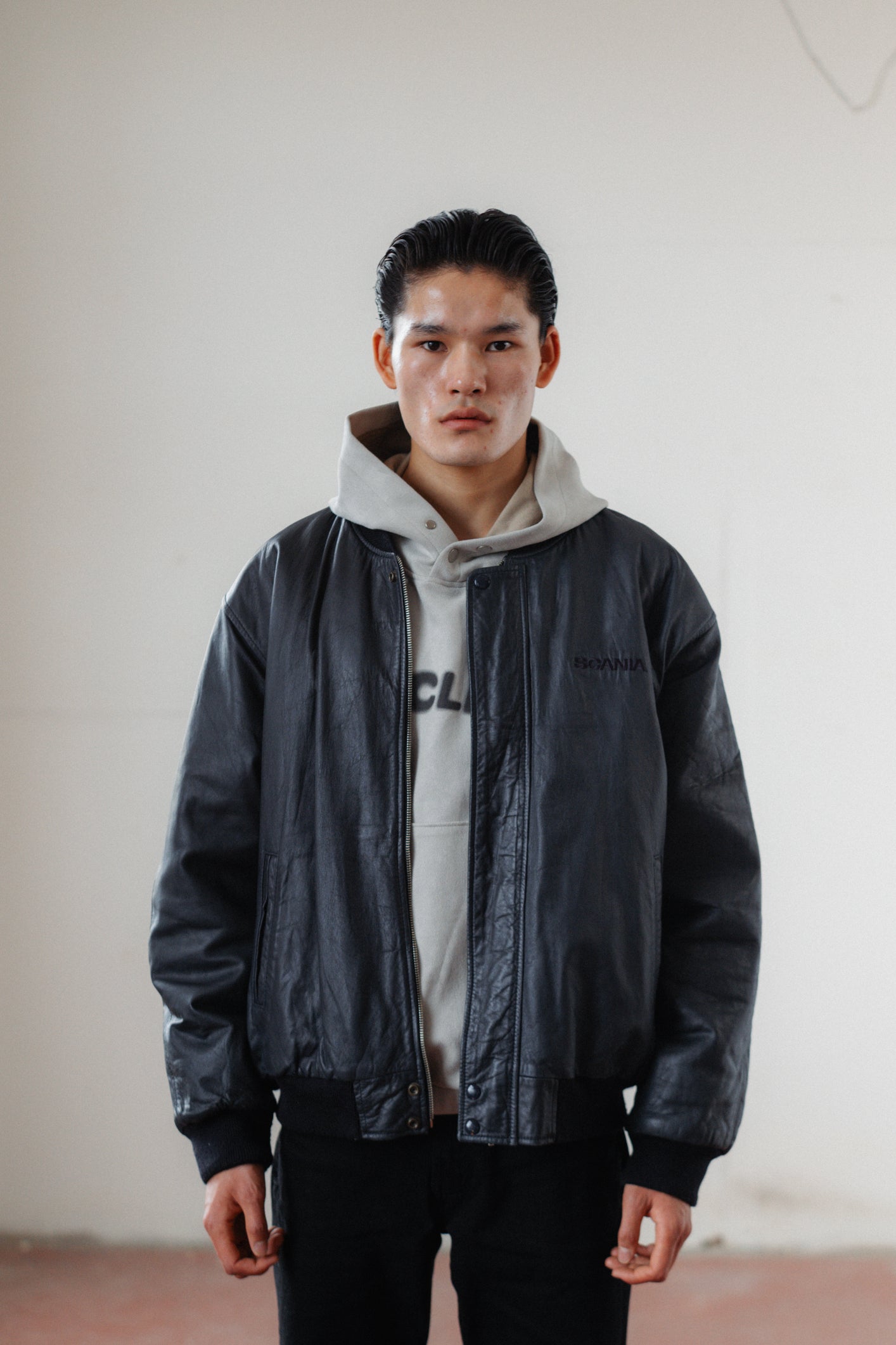Navy Bomber Genuine Leather