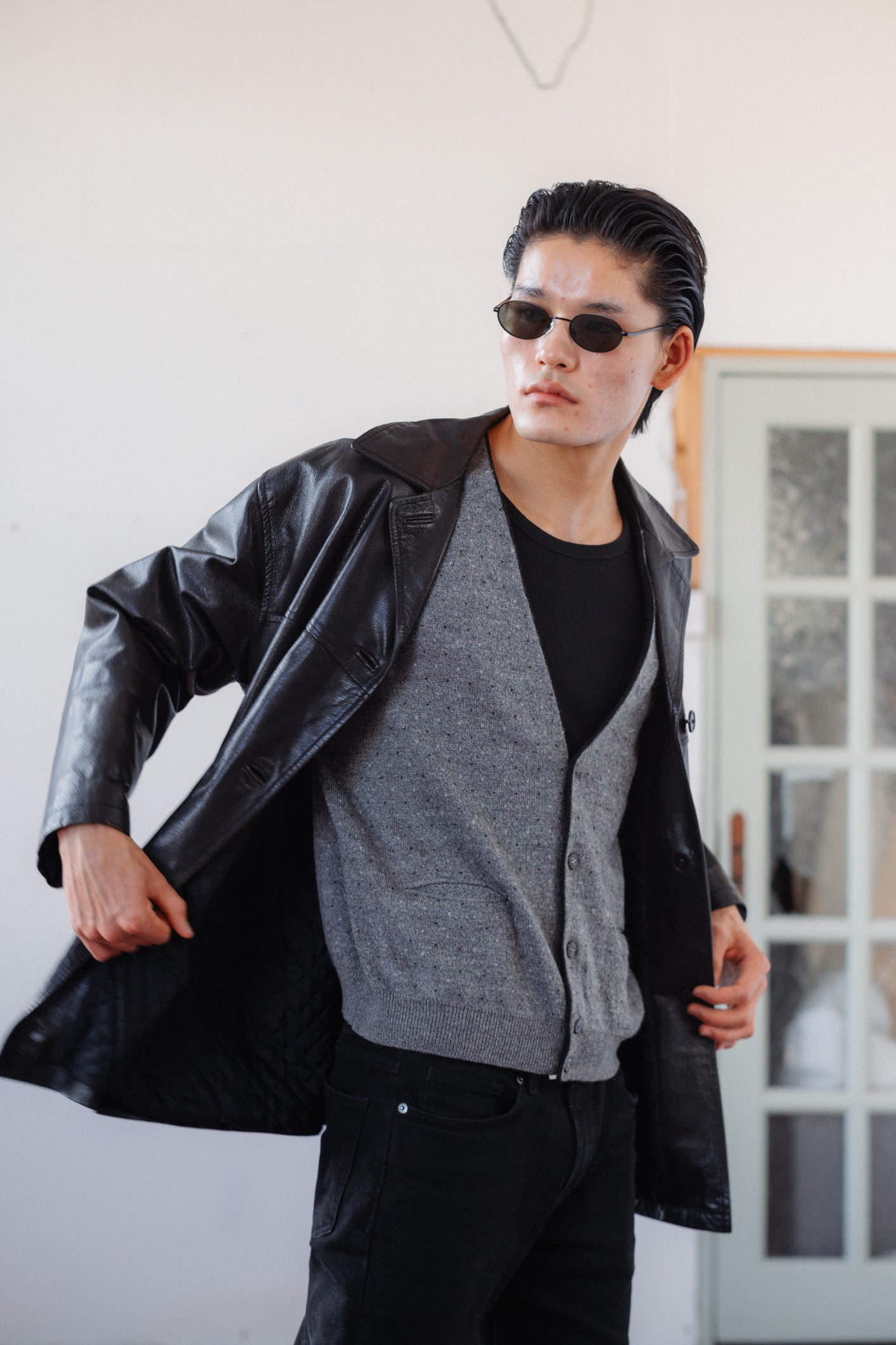 Conbipel Longline Leather Jacket