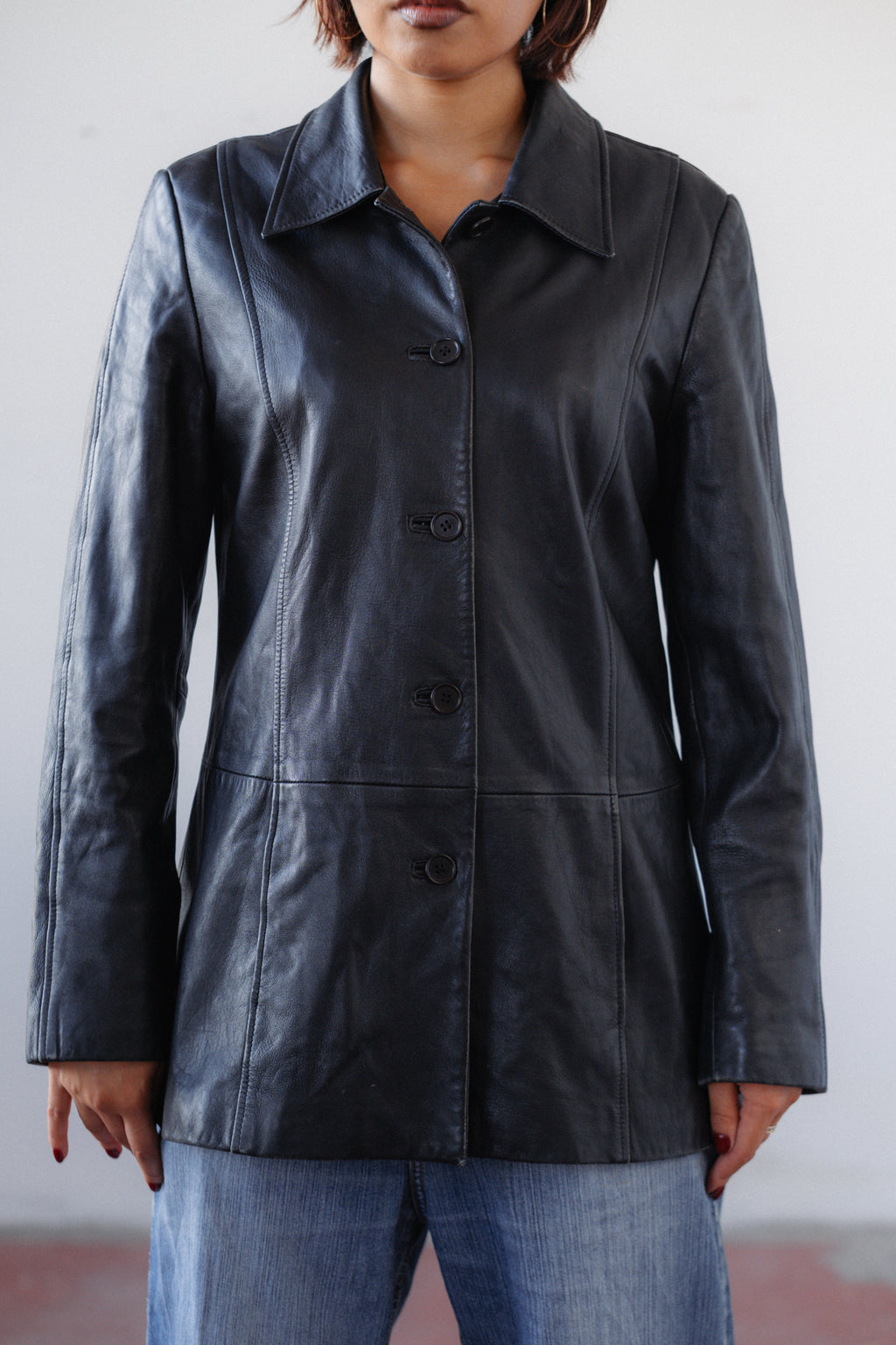 Longline Leather Blazer