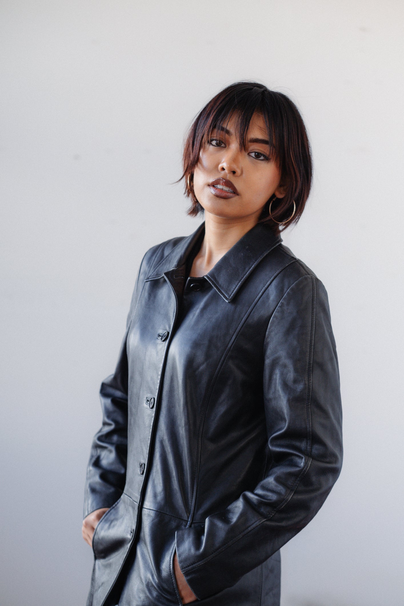 Longline Leather Blazer