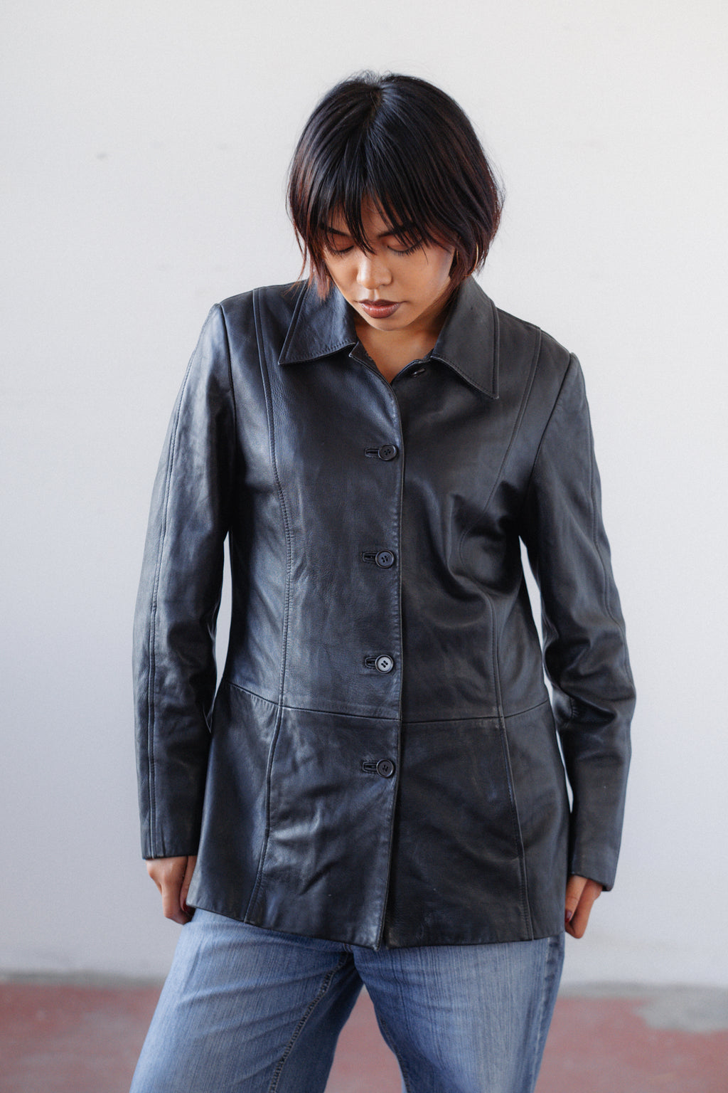 Longline Leather Blazer