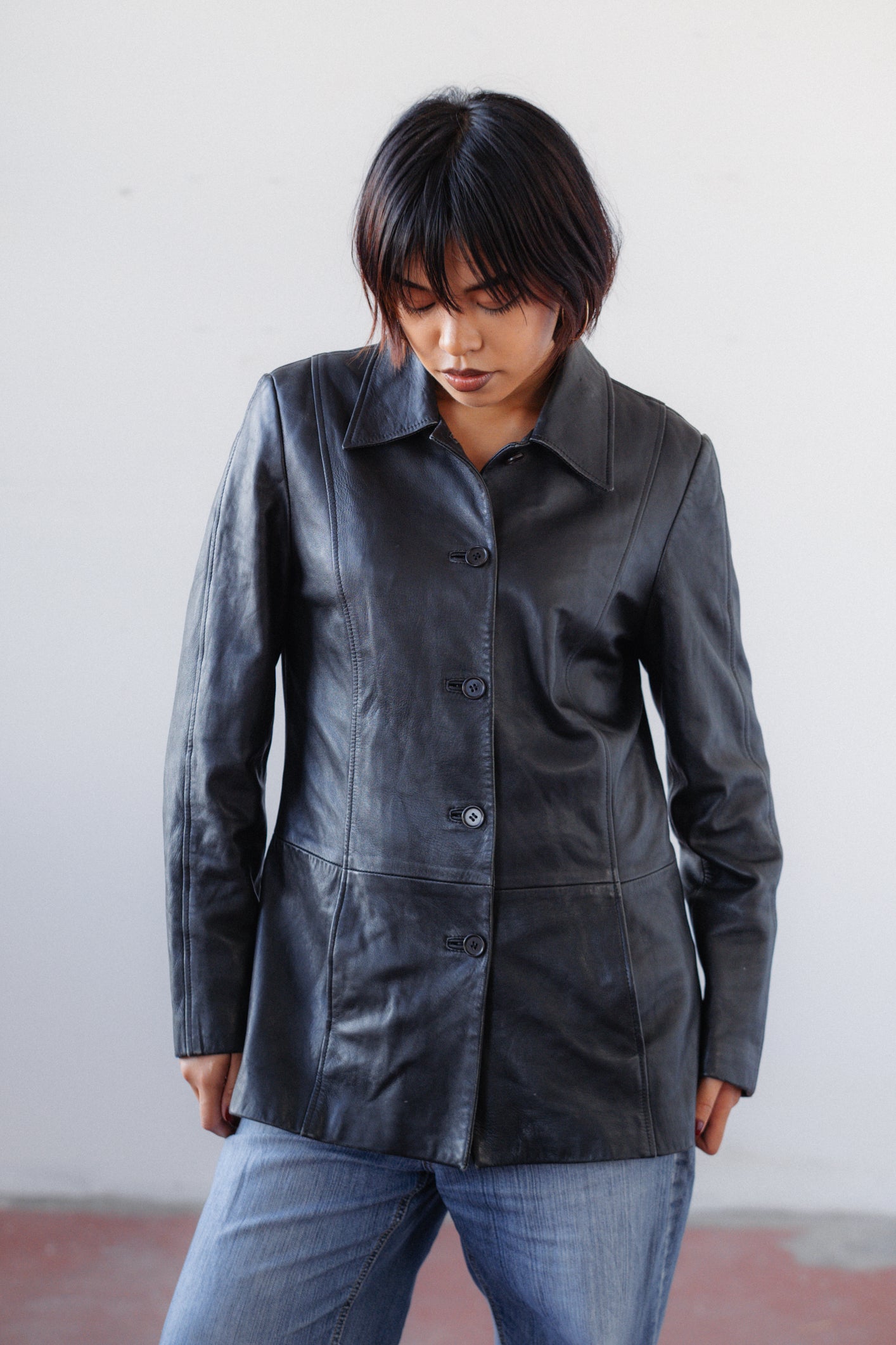 Longline Leather Blazer