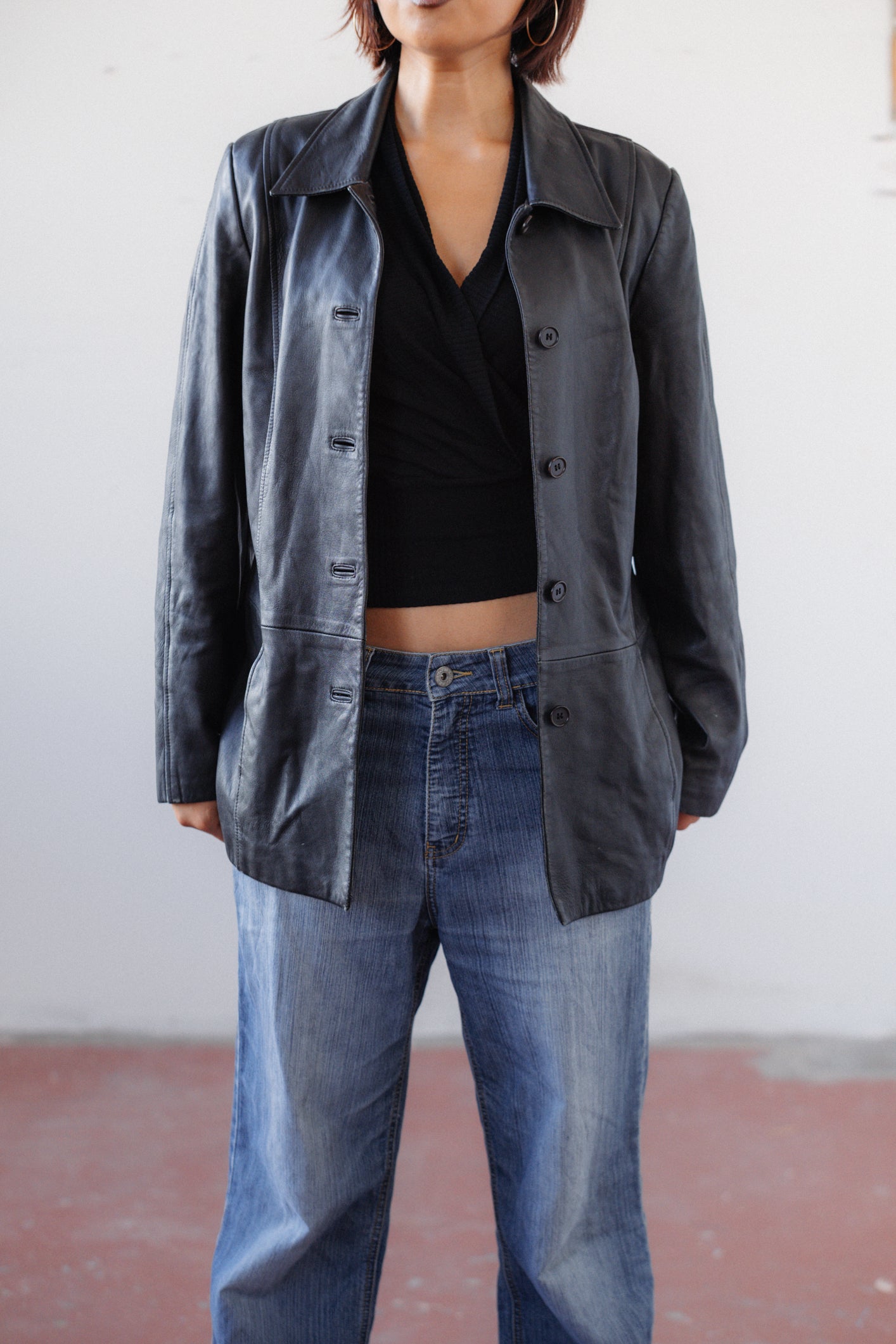 Longline Leather Blazer