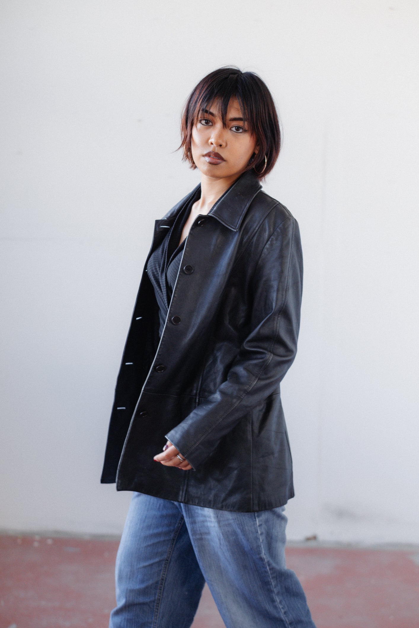 Longline Leather Blazer