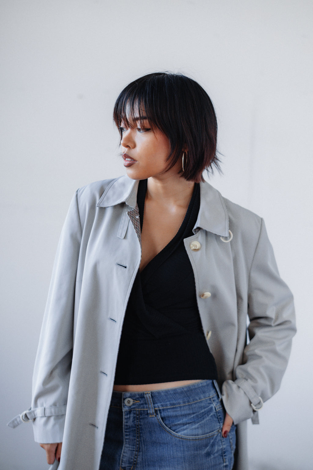 Stone Grey Waterproof Trench Coat
