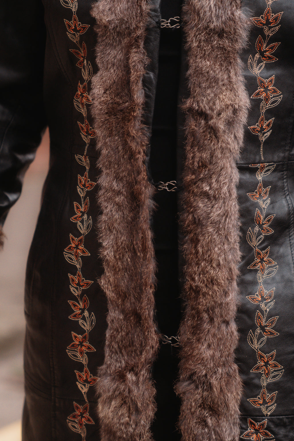 Afhghan Leather Rabbit-Fur Coat