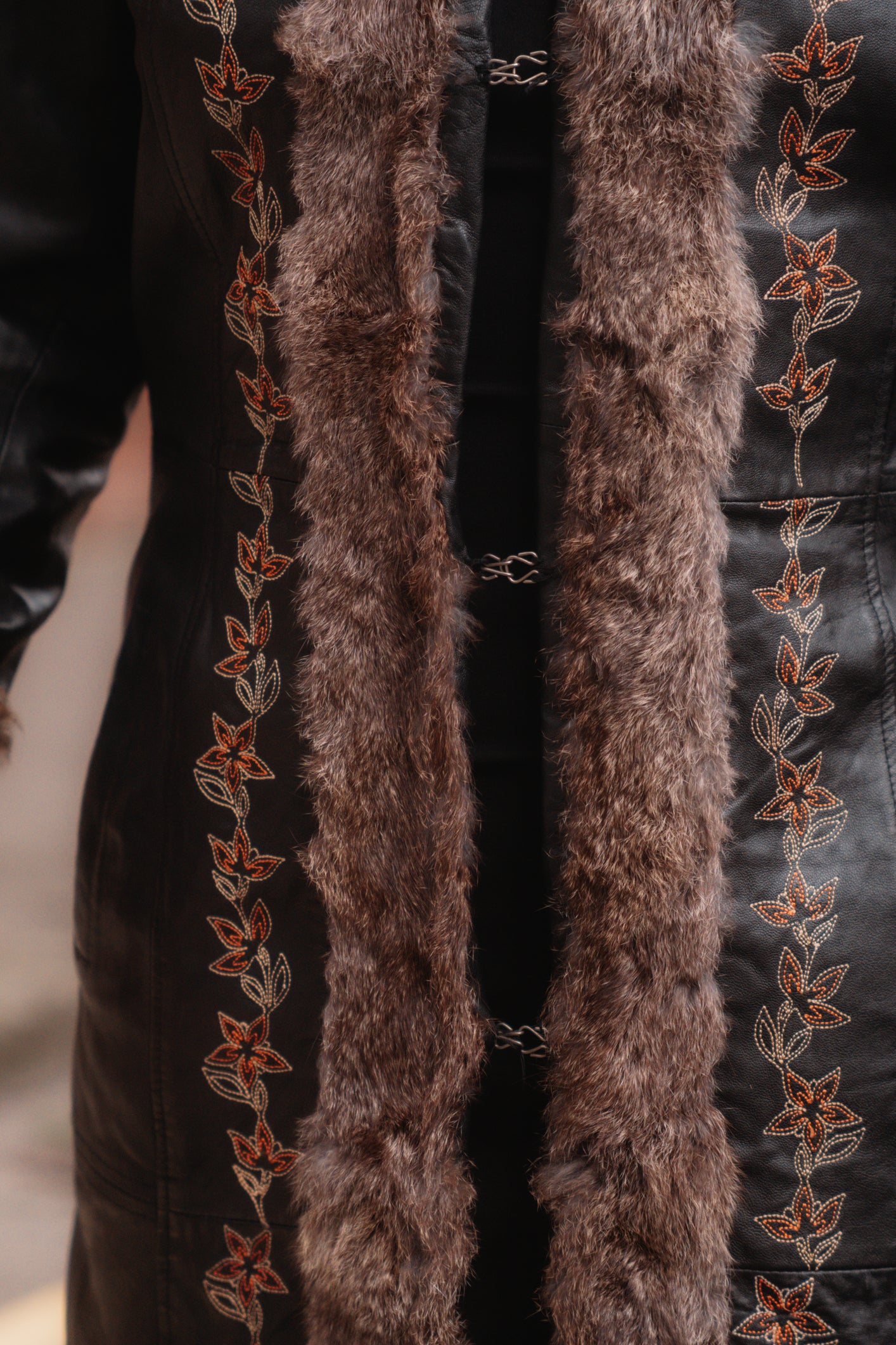 Afhghan Leather Rabbit-Fur Coat