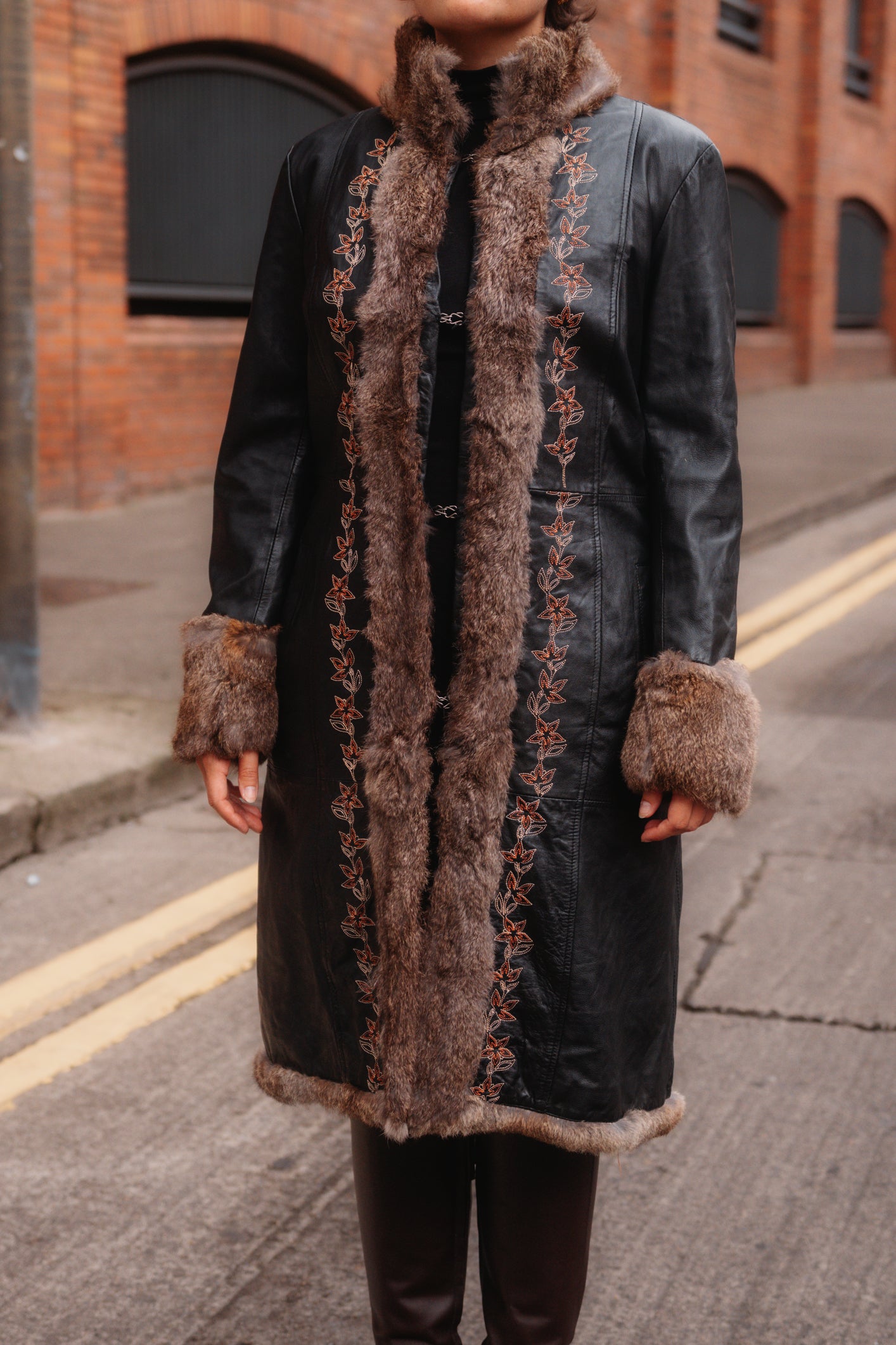 Afhghan Leather Rabbit-Fur Coat